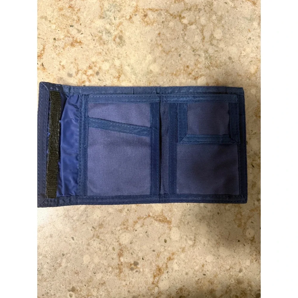 Vintage Merit Nautical Signal Flag Trifold Canvas Wallet Navy Blue Hook & Loop
